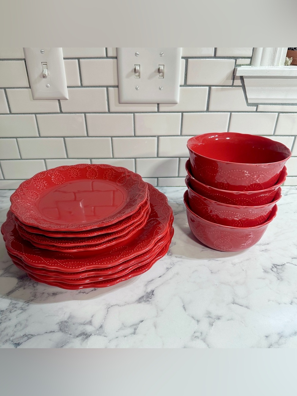 RED Pioneer Woman Cowgirl Lace Dinnerware Set Dishes